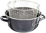 KRÜGER GRAMM medical Pommes-Frites-Topf, Emaile, Stahl, 24 cm, Schwarz