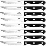 8-teiliges Steakmesser Set, Edelstahl Wellenschliff steakbesteck, Scharf Besteckset, Besteck Messer, Steak Messer für Fleisch, Rindfleisch Schneiden, Messerset für Familie