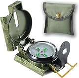Militär Marschkompass mit Neigungsmesser & Nachtsicht | Wasserdichter Alu-Kompass mit Zielfernrohr, Vergrößerungslinse für Outdoor, Wandern, Bergsteigen, Camping. (G)