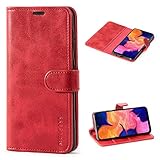 Mulbess Handyhülle für Samsung Galaxy A10 Hülle, Leder Flip Case Schutzhülle für Samsung Galaxy A10 / M10 Tasche, Wein Rot