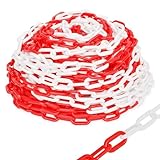 10m Absperrkette Rot Weiß Kunststoff,6 mm Kunststoffkette Absperrung aus Polyethylen,Gut Sichtbar,Leicht und Praktisch Kunststoffkette zum Absperren für Verkehrsbarrieren, Parkplätze und Baustellen