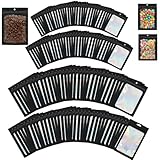 Eclove 200 Stück Mylar Bags Holografische, 4 Größen Ziplock Folienbeutel Wiederverwendbare, Schwarze Verpackungsbeutel zur Aufbewahrung von Schmuck, Süßigkeiten, Keksen, Bastelbedarf und Kleinwaren