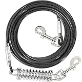 Hofleine Für Hunde mit Stoßdämpfender,3-15m Hofleine Tie Out Leinen,Tie Out Cables Für Hunde Hofleine(Schwarz,3m)