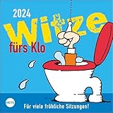 Witze fürs Klo Kalender 2024. Humorvoller Wandkalender mit 53 Seiten voller Witze und Sprüche für die Toilette. Lustiger Kalender 2024 zum Aufhängen und Aufstellen. 18 x 18 cm. Quadratisch.