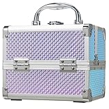 Joligrace Kosmetikkoffer Schminkkoffer, Kosmetik Make up Organizer Koffer Mit Schlüssel und Spiegel Verschließbar Multikoffer, Makeup Koffer, Schimmernd Blaue