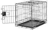 Amazon Basics Zusammenklappbarer Hundekäfig aus Metalldraht mit Bodenschale, Einzeltür, schwarz, L 56 x B 33 x H 40 cm