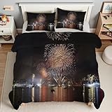 Bettdecke 135x200 Feuerwerk Steppdecke 135x200 Stadt 4 Jahreszeiten Bettdecken mit 2 Kissenbezug, Waschbar Microfaser Bettzeug, Warme Weiche Bettdecke ohne BezugT5468