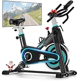 Advamsoler Heimtrainer Fahrrad mit App, Ergometer Hometrainer Fahrrad mit Verstellbarem Widerstand, Leises Spinning Bike Indoor mit LCD-Monitor für Kardio-Training zu Hause, 160 kg Belastbar