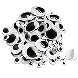 TOAOB 100 Stück Selbstklebend Wackelaugen Runde Schwarz Weiß 6mm bis 35mm Kunststoff Augen für Scrapbooking Kunsthandwerk Zubehör