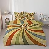 dyausi Spirale Bettdecke 240x220 4 Jahreszeiten - Wende Abstrakt Vintage Streifen Bettdecken Ohne Bezug, Waschbar Weiche Ganzjahresdecke Steppdecke mit 2 Kissenbezug, Bunt G204
