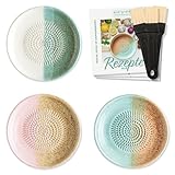 evergrate Keramikreibe 3er Verschenkset - Ice, Flower, Beach mit Küchenpinseln und Rezeptheften