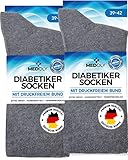 MEDOLY Diabetikersocken (6 Paar) ohne Gummibund, mit 97% Baumwolle, für Damen & Herren - Socken ohne störende Naht, Diabetiker Socken ohne Bund