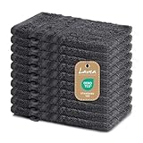Lavea 10er Set Waschhandschuh 15x21 cm – Saugstarke und Weiche Waschhandschuhe aus 100% Baumwolle, Frottierserie Elena – Waschbar und Strapazierfähig – Anthrazit