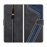 MOBESV Handyhülle für Nokia 6.1 Hülle Leder, Nokia 6.1 Klapphülle Handytasche Case für Nokia 6.1 Handy Hüllen, Modisch Schwarz