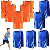 AzulLanse 10er Set Fußball Leibchen für Kinde,Trainingsleibchen,36 * 56 cm,ohne Logo,Team-Spiel Bibs,für Kinder Jugend Spiel Sport Fussballtraining Zubehör,Westen fürs Teamtraining,5 orange+5 blau