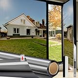 HOMTOL 30x200cm Schwarz Silber Spiegelfolie Fenster Sichtschutz, UV Folie Fenster, Sonnenschutzfolie Fenster Innen, Fensterfolie von Innen Durchsichtig von Aussen Blickdicht
