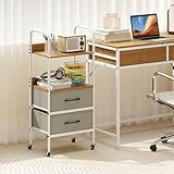 GIANTEX Rollwagen mit 2 faltbaren Stoffschubladen, Servierwagen mit Rollen & Ablagen, Multifunktionaler Rollcontainer Bastelwagen für Büro, Küche und Wohnzimmer