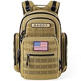 SHARKMOUTH Wickeltasche Rucksack für Papa und Mutter, Militär-Molle-Windeltasche mit isolierten Flaschenhaltern und Feuchttuchtasche