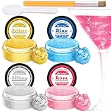 Essbarer Glitzer - 4 Farben Essbarer Glitzer für Getränke, Lebensmittelfarbe Pulver für Torten Zubehör, Buttercreme, Getränke, Cocktails, Fondant, Essbar, Geruchsneutral, Vegan, Glutenfrei - 5 g