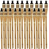 Bambusfackel Gartenfackeln mit Docht 90 cm lang Outdoor-Fackel 185 ml Füllmenge Garten-Deko Lagerfeuer-Romantik (1)