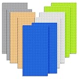CTYUEYUN 10 Stück Bauplatten Kompatibel Classic, 12,9 x 25,6 cm, Rechteckige Bauplatte, gestapelt und montiert, 100% kompatibel mit Allen gängigen Marken(Grau, Grün, Blau, Weiß, Sand)