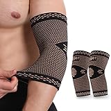 Professionelle Kupfer Ellenbogenbandage 2 Stück - Kompression bandage ellenbogen für Damen und Herren,Eelbow support, Hilfreich Tendinitis,Arthritis, SehnenscheidenentzüNdung usw