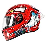 Yirunfa Motorradhelm mit Bluetooth Klapphelm, Integriert Motorradhelm, ECE Zertifiziert Sturzhelm mit Doppelvisier Integralhelm Roller Helm, mit Mikrofon Motorradhelm Herren Damen