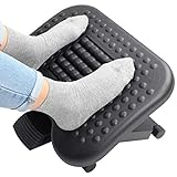 HUANUO Schreibtisch-Füßstütze mit Massagefunktion, verstellbarer Winkel und 3 verschiedene Höhenpositionen, rutschfeste Fußauflage für Büro und Zuhause