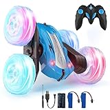 Rodzon Ferngesteuertes Auto 3 4 5 6 7 8 9 Jahre Spiele LED Blinken RC Auto Spielzeug Jungen Weihnachten Geburtstags Geschenke Kinder Toy 360° Flip Car Indoor Outdoor Draußen Sand Strand Garten (Blau)