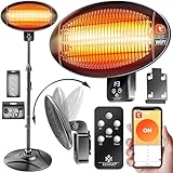 KESSER® Infrarot Heizstrahler 2000W Terrassenstrahler mit WIFI & Fernbedienung 360° drehbar, höhenverstellbar, Stand- & Wandmontage Kippschutz, IPX4 spritzwassergeschützt Wärmestrahler Balkon & Garten