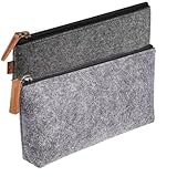JJiaoLinin Filz Mäppchen,2 Stück Kosmetiktasche Filz Multifunktions Briefpapier Beutel Filz Federmäppchen Briefpapier Beutel Kosmetiktasche mit Reißverschluss für Stifte Bleistifte Büro Schulbedarf