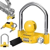 MASKO® Anhängerschloss Zahlenschloss mit 4 Stellig Code für gängige Anhängerkupplung Anhängerkugelsperrkupplung einfache Montage Diebstahlschutz Wohnwagen Anhänger Abschleppsperre Stahlbügel Gelb