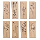 8 Stück Stempel Holz, Gummi Holz Vintage Holzstempel DIY Tagebuch Stempel Natürliche Pflanze Seal Set für Scrapbooking, Kinder DIY Karten Machen