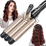 Lockenstab 3 Fässer-Welleneisen für haare - 22mm Beach Waves Lockenstab Einstellbar Schnell Eerhitzendes Mit Hitzeschutz Große Lockenstab für Langes Kurzes Haar