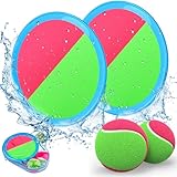 Weokeey Klettballspiel Klettball Strandspielzeug Strandspiele Wasserdicht Ball Klettspiel Wurf Spiel Kinderspielzeug Outdoor Spiele für Draußen Kinder Geschenke für 3 4 5 6 7 Jahren Junge Mädche