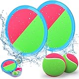 Weokeey Klettballspiel Klettball Strandspielzeug Strandspiele Wasserdicht Ball Klettspiel Wurf Spiel Kinderspielzeug Outdoor Spiele für Draußen Kinder Geschenke für 3 4 5 6 7 Jahren Junge Mädche