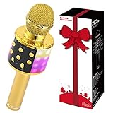 Fede Karaoke Mikrofon, Bluetooth Karaoke Mikrofon Kinder, Geschenke Spielzeug für Teenager Mädchen Jungen, Tragbares KTV Lautsprecher Recorder für Smartphone PC
