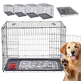 Arebos Hundekäfig 77,5 x 53 x 59 cm | Hundetransportbox Auto klappbar | Hundebox faltbar | Transportbox Hund mit 2 Türen | Hundekäfig für Zuhause inkl. Kuscheldecke + Napf | M Schwarz