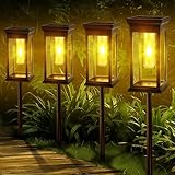 Fuqiduo Solarlampen für Außen Garten, 4 Stücke Solar Gartenleuchten mit Warmweiß Wolfram Licht, IP65 Wasserdichte Solarleuchte für Garten Rasen Terrasse Hof, Warmweiß