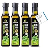Kräuterland Bio Hanföl 4X250ml (1L), kaltgepresstes Hanfsamenöl, naturrein ohne Zusatzstoffe, Vegan & GVO-frei, geeignet für Haut & Haare, Premium Qualität