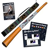 Australian Treasures - Didgeridoo aus Holz handbemalt einschließlich Online-Kurs Didgeridoo & Zirkularatmung