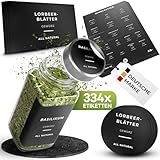 SIMPLESTICK ® Gewürzetiketten selbstklebend [334 Stück] - Gewürzaufkleber Gewürzetiketten deutsch - Etiketten Gewürzgläser eckig fettabweisend - Aufkleber Gewürzgläser wasserfest & modern (schwarz)