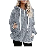 Generisch Winterparka Damen Warm - Mit Taschen Kapuzenpullover Regular Hoodie Jacke Komfortables Teddy Fleece Mantel Basic Plüschjacke Stepjacke Leicht Weiches Teddyjacket Oberbekleidung