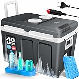 KESSER® Kühlbox 40L mit Rollen | Thermo-Elektrische Kühlbox | KÜHLT und WÄRMT | 12 & 230V | Thermobox für Auto, Boot & Camping | Mini-Kühlschrank mit ECO & MAX Modus | inkl. Kühlakku & Getränkehalter