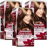 Garnier dauerhafte Cremecoloration, dauerhafte Intensive Creme Coloration für permanente Haarfarbe, mit Perlmutt und Traubenkernöl, Color Intense, 6.0 Dunkelblond , 3er pack