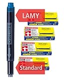 Online 20x kompatible LAMY Patronen blau, Universal-Tintenpatronen, für alle gängigen Füller, Ersatz-Patronen, löschbar, auswaschbar, auch Tintenpatronen-Rollerbälle