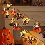 Halloween String Lichterketten Dekorationen LED Fledermaus Spinne Hexe Kürbis 3D Fenster Lichter Batteriebetrieben 2 Beleuchtungsmodi Kupferdraht Schwarze Katze Lichterkette(32.8ft/80 lights)