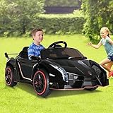 Akokie Elektroauto für Kinder Kinderauto Elektrisch Kinder Quad Elektro 2 Motoren Bluetooth Doppeltüren LED-Leuchten 3 Geschwindigkeiten MP3-Musik geeignet für Kinder ab 3 Jahren Lamborghini Veneno