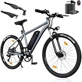 Finbike E Bike mit USB-Slot, 26' Elektrofahrrad Abnehmbarer 10400mAh Akku,7-Gang Pro,3.5H Schnellladung,5 Fahrmodi,E-Mountainbike Reichweite Max 100km,250W Electric Fahrrad Herren Damen