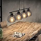 ZMH Pendelleuchte Esstisch Hängelampe Vintage - Schwarz Metall Esstischlampe E27 Fassung Retro Hängeleuchte Industrial Design Esszimmerlampe 4 flammig Gefedert Pendellampe für Esszimmer Küche